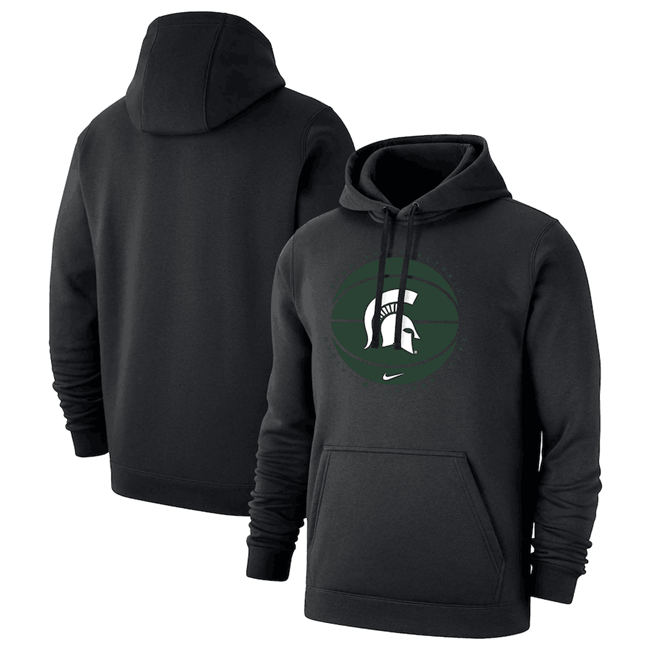 Men's Michigan State Spartans Black Basketball Pullover Hoodie